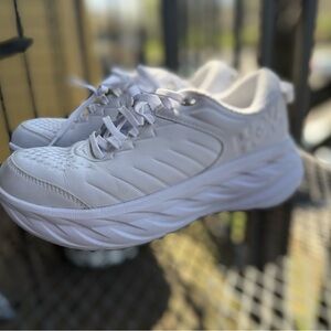HOKA Bondi SR White - Water & Slip Resistant Sneakers - 7.5 / Nursing Shoes